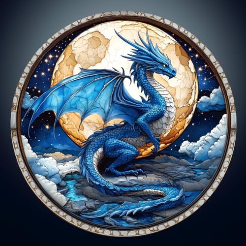Wooden Puzzles for Adults,Moonlit Dragon Puzzles Gifts,13.4 * 13.4in 300pcs by Purdicra