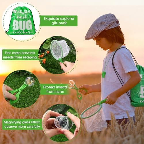 Silipull 48 Pcs Bug Catching Kit for Kid Bulk, Outdoor Explorer Kit, Green - Image 3