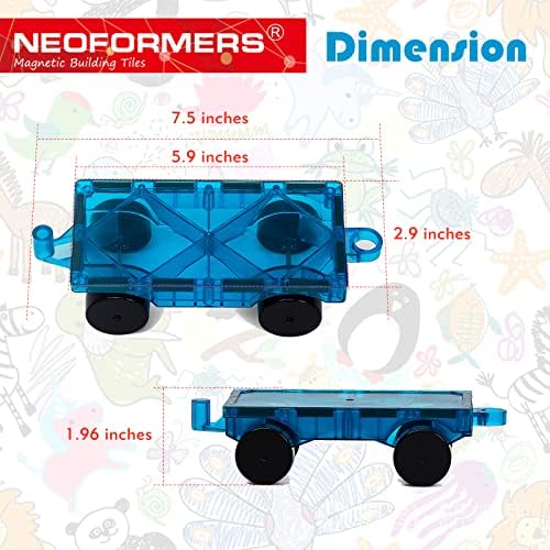 Magnetic Tiles Car Set Truck Kit Toy with Stronger Magnets, Educational Magnet Cars with Re-Enforced Hitch and Long Bed for Girls Boys Toddler Ages 3+ (Blue & Purple) - Image 5