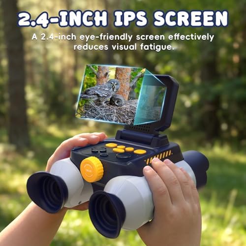 Binoculars for Kids with Night Vision, 2.4" HD Screen & 10X Zoom for Photo and Video - Outdoor Adventure Binoculars Bird Watching, Camping, Hiking, Gifts for Kids Ages 4+ (White) - Image 2