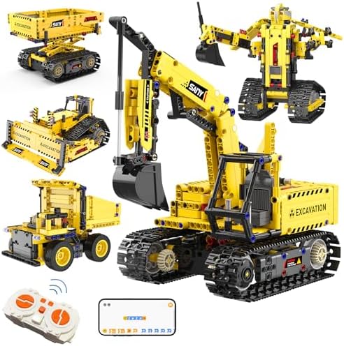 Resosese 5 in 1 Building Toys STEM Robotics Kits - Remote-Controlled Excavator Engineering Kit for Kids Age 6 7 8 9 10 11 12-14 with 555 Pieces，DIY Educational Science Kits Gift for Boys & Girls by ResoseseRCCARS