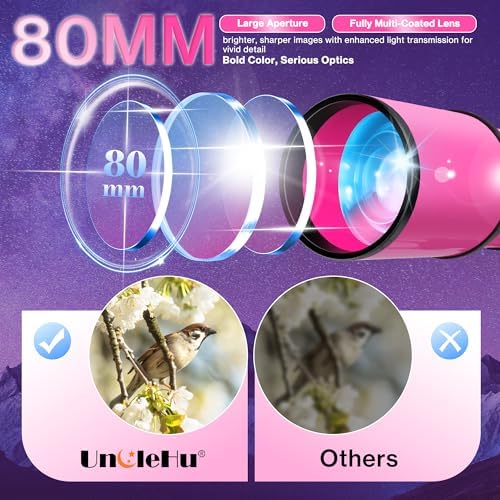 UncleHu 80mm Aperture, 600mm Refractor Travel Telescope for Adults and Kids - Image 2