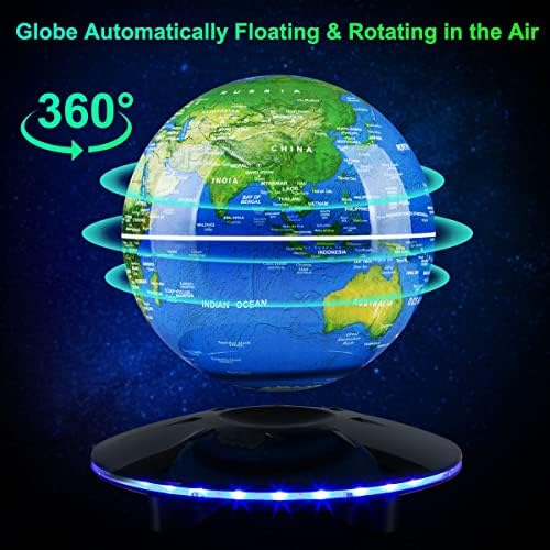 Yegvea Magnetic Levitation Globe, Levitating Globe Lamp World Map Floating & Spinning in the Air for Educational Piece for Kids (blue, 6 inch) - Image 2