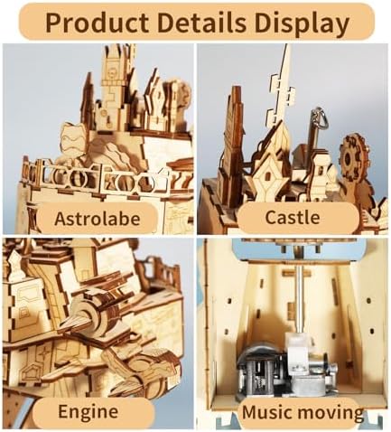 3D Wooden Puzzles Moving Castle Music Box Kits Castle Building Model DIY Crafts Birthday Gift for Women - Image 4
