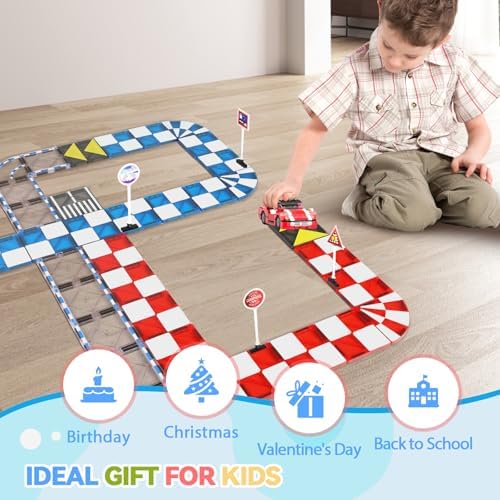 Mruikeny Magnetic Tiles Road Set & Racing Track Expansion Pack - Image 7