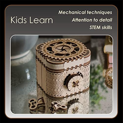 MindWare Gearjits: Treasure Box – 158pc Wooden 3D Building Puzzle for Teens & Adults – DIY Construction Model – Fun for Parents Too! – Great STEAM Gifts for Ages 12+ - Image 4