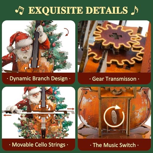 3D Wooden Puzzle Music Box for Adults-Christmas Cello Puzzle - Image 3