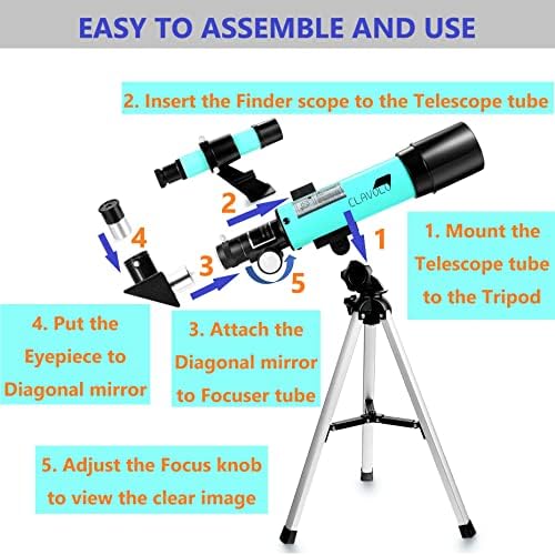 Refractor Telescope with Finder Scope for Kids & Astronomy Beginners, Travel Telescope with 3 Eyepieces Magnification 18X – 135X - Image 5