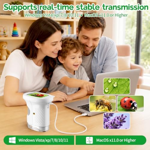 WINWEND Pocket Kids Microscope 1000X Handheld Microscope for Photo and Video Portable Science Kits STEM Toys – Christmas/Birthday Gifts for Girls & Boys Ages 3-12(White) - Image 6