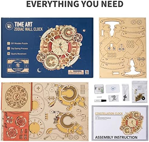 ROKR 3D Wooden Puzzles for Adults-Wooden Clock Puzzle Kit-Wood Model Kits to Build for Adults-Zodiac Wall Clock - Image 6