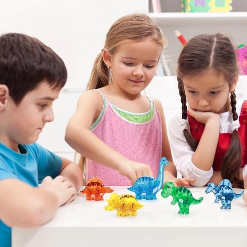 PicassoTiles 28 Piece Dinosaur Accessory Set, Magnetic Dino Tiles Ages 3+ - Image 2