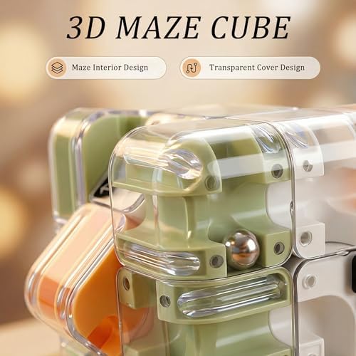 2 Pack 3D Rolling Ball Maze Cube Puzzle,Maze Cube for Kids Labyrinth 3D Puzzle Maze Cube Ball Twist Roll Brain Teaser Toys,Cultivate Logical Thinking for Logical Thinking for Family Game Birthday Gift - Image 5