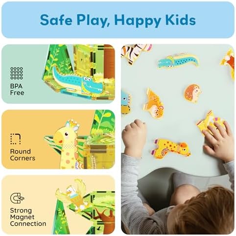 PicassoTiles Magnet Building Blocks 8 Safari Animal Magnetized Action Figures Compatible with Magnetic Assembly Build Tile Toys Accessory Toyset STEAM Educational Learning Girls Boys Ages 3+ PTA22 - Image 6