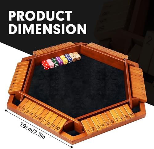 TooyBing Upgraded 1-6 Players Shut The Box Dice Game, Wooden Board Table Family Game for Kids and Adults with 16 Dice, Classic Tabletop Math Game for Pub Classroom Party, Gift for Christmas Birthday - Image 4
