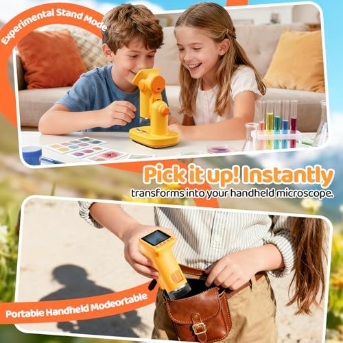 1600X Microscope for Kids, 2.0" Screen Toddler Toy, Yelllow - Image 4