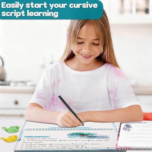 gisgfim 8 Pack Grooved Cursive Handwriting Workbook Learning Grooved Cursive Reusable Handwriting Practice kit with Disappearing Ink Pens Magic Copybooks Set for Kids Beginners Kickoff Student - Image 6