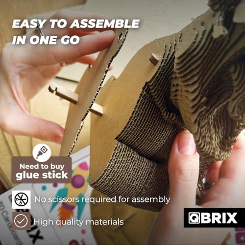 QBRIX Dinosaur Gamer 3D Puzzle for Adults, DIY Craft Kit for Home Decor, 3D Model Kit for Teens 14+, Creative and Original Gift for Craftlovers, Cardboard Model Building Kit - Image 3
