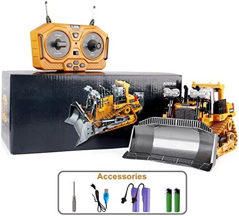 Dwi Dowellin Rc Bulldozer Toys for Boys,Construction Remote Control Bulldozer with Metal bulldozing Shovel Lights/Sounds for Kids Boys - Image 5