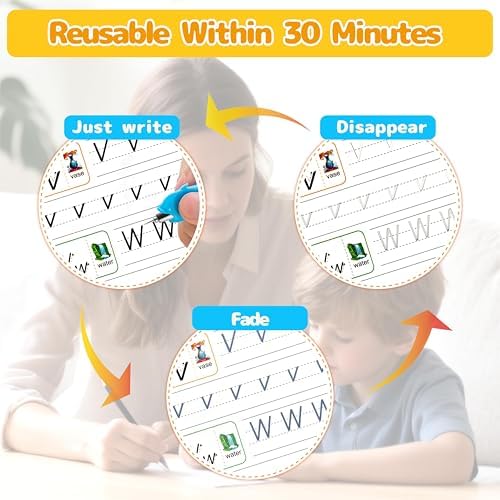 Magic Grooved Writing Practice for Kids 3-8,Grooved Handwriting Practice for Kids,8 Reusable Grooved Writing Books for Preschoolers Homeschooling, Letter, Number Tracing,Math,Drawing Activities - Image 4