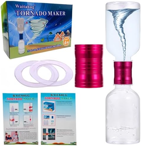 Tornado Maker, Weather Toys, Ultra-Light Aluminum Connecting Tube, Including 2 Empty Bottles, Watertight Tornado Toy, Suitable for Kids' Science Experiments (Pink) by Waitahug