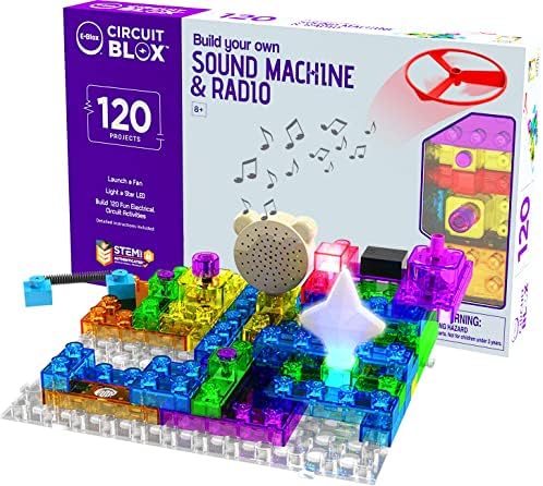 E-BLOX Building Blocks Circuit Kit 120 Projects, Build Your Own Sound Machine & Radio, Build Real Working FM Radio & Listen to Favorite Station, 8+ by E-Blox