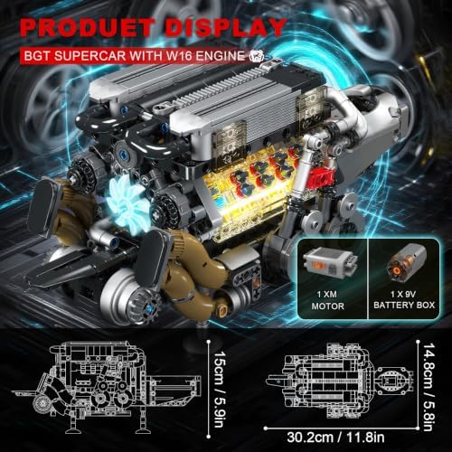 Sosuy W16 Car Engine Model Kit Mini Motor Building Blocks Set that can Runs - Image 4