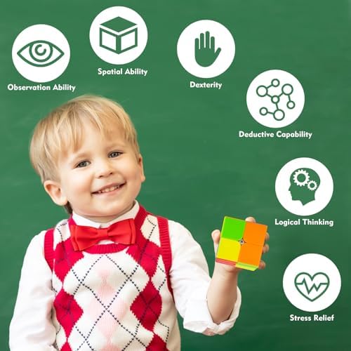 Stickerless 2x2 Speed Cube with Stand & Guide for Kids & Adults - Image 3