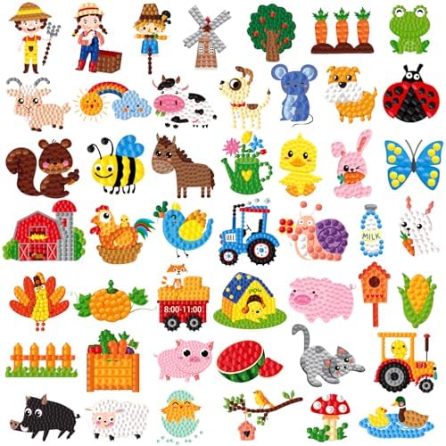 Labeol Diamond Art Kits for Kids Boys and Girls Ages 6-8-10-12 Easy to DIY Creative Diamond Art Sticker Craft by Numbers Kits for Kids and Adult Beginners (Farm) by Labeol