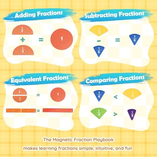 Magnetic Fraction Educational Puzzle for Kids – Fraction Manipulatives with Tiles & Circles, Montessori Magnetic Fraction Book for Elementary School, Visual Learning for Fractions Games - Image 4