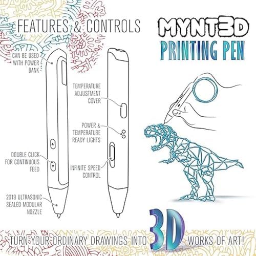 MYNT3D Super 3D Pen, 1.75mm ABS and PLA Compatible 3D Printing Pen - Image 4