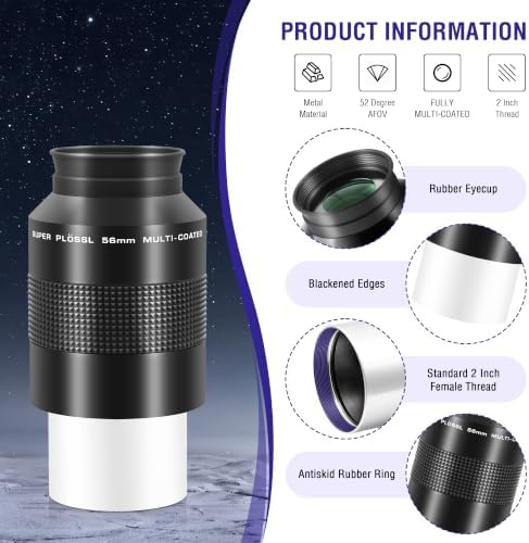 Astromania Telescope Eyepiece 2 Inch, 56mm Plossl Eyepiece Telescope Lense - Image 2