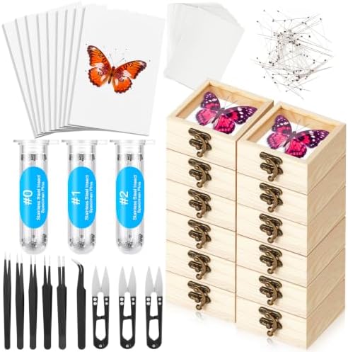 Spiareal 78 Pcs Insect Specimen Tools Kit Include 3.54 x 3.54 x 1.77 in Display Case Box Foam Pinning Board Tubes Pins Tweezers Butterfly Insect Pinning Kit Entomology Collection Supplies by Spiareal