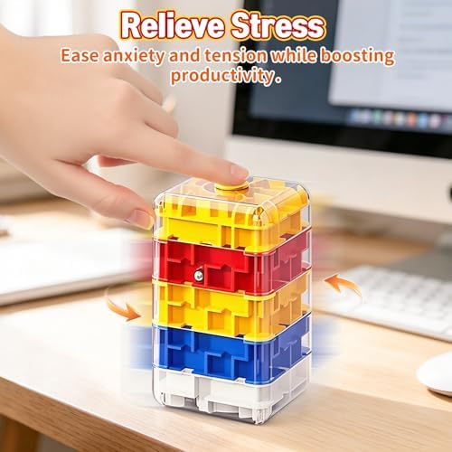 2-in-1 Fidget Spinner Maze Cube 3D Puzzle Brain Teaser 5 Level - Image 3