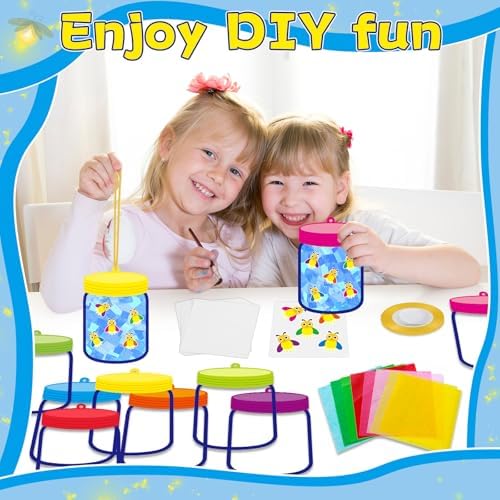QOUBAI 32 Sets Spring Insect Suncatchers Craft Kit DIY Window Stained Glass Effect Firefly Jar Paper Craft for Home School Classroom Decor Kid Birthday Gifts Creative Art Projects Activity Game - Image 4