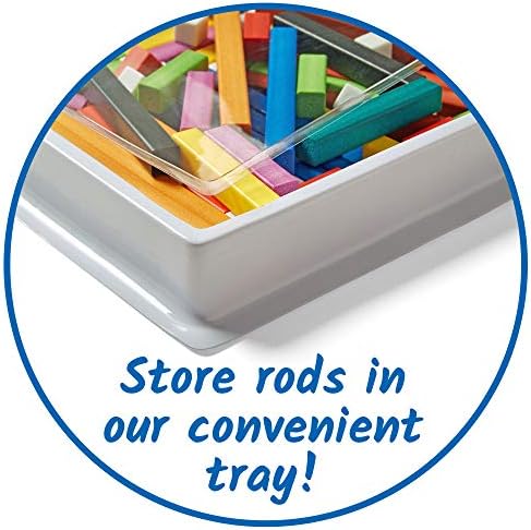 hand2mind Wooden Cuisenaire Rods with Trays, Math Manipulatives, Montessori Math Rods, Math Counters, Math Blocks, Counting Blocks, Montessori Math, Fraction Bars, Number Rods (Set of 6) - Image 3