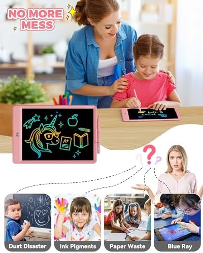 KOKODI 10 Inch LCD Writing Tablet with Anti-Lost Stylus, Erasable Doodle Board Colorful Toddler Drawing Pad, Car Travel School Games Toys for 3 4 5 6 7 8 Kids, Birthday Gift for Girls Boys Pink - Image 5