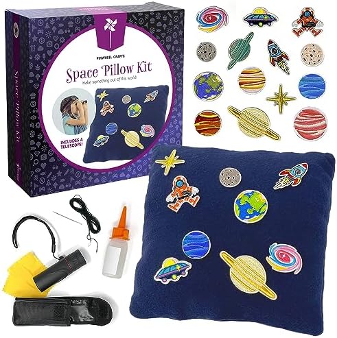 Pinwheel Crafts Space Pillow Sewing Kit for Kids 8-12 with Mini Telescope by PinwheelCrafts