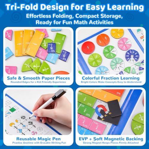 Magnetic Fraction Manipulatives for Kids, 2Pcs fraction playbook Math Set - Image 4