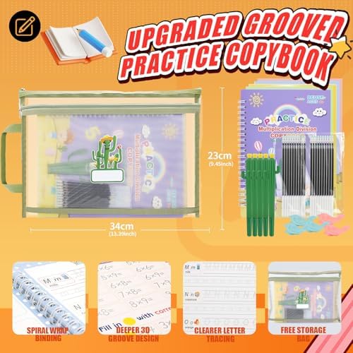 Large 5PCS Reusable Magic Grooved Handwriting Copybook for Kids - Image 2