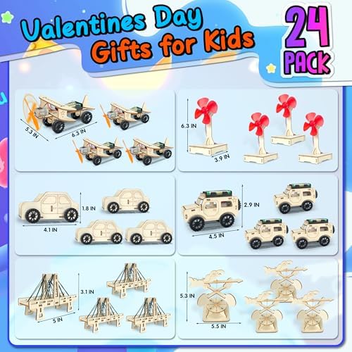 kortes Valentines Day Cards for Kids Classroom, 24 Pack Valentines Gift Cards with Stem Kits, Valentine's Party Favors Toys for Boys Girls and Valentine School Exchange Gifts Greeting Cards - Image 4