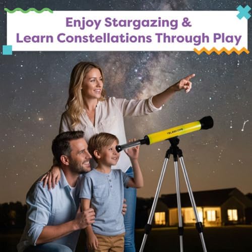 Telescope for Kids with Tripod - 40mm Beginner Optical Viewer with Adjustable Stand and 30x Magnification for Science and Astronomy by Hey Play - Image 5