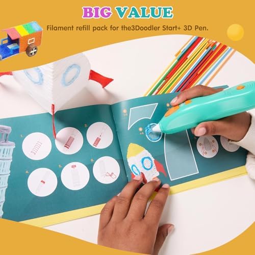 Upgraded 20cm Length 3D Pen PCL Filament Refills,Less Reloading,32 Colors 160 PCS,Low Temp Safe,Only Compatible with 3Doodler Start+ 3D Pen for Drawing & DIY Art Projects - Image 7