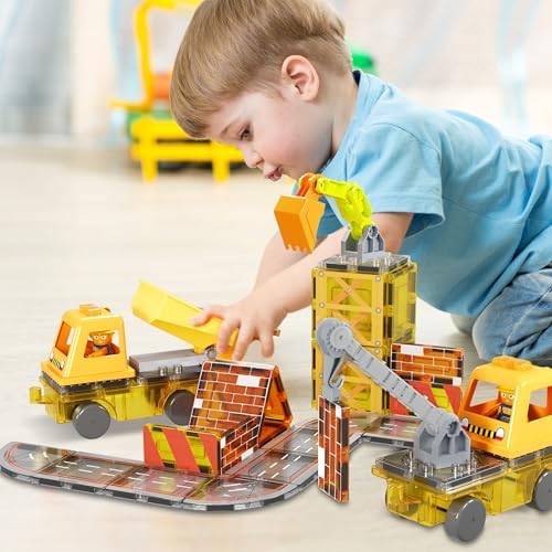 PicassoTiles Magnetic Tiles Construction Set, 5-in-1 Vehicle Toys Ages 3+ - Image 2