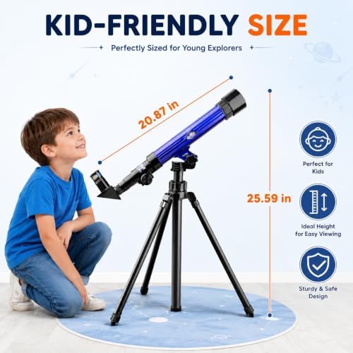 Ideal Swan Telescope for Kids 20x 30x 40x Beginner Spyglass Telescopic Blue - Image 6