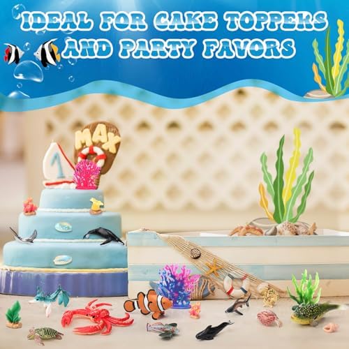 Gerrii 39 Pcs Ocean Animals Figurines Sea Life Set Cake Toppers Decor - Image 6