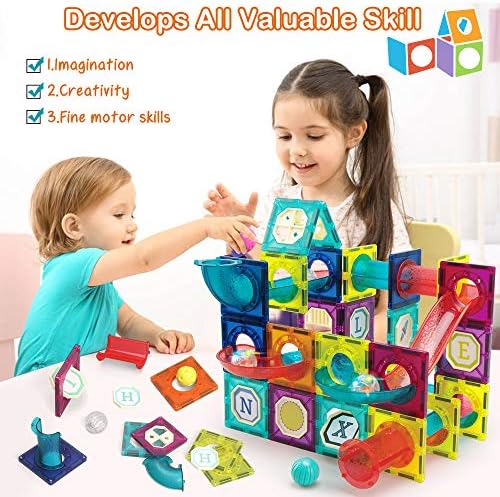 Magnetic Tiles,125 Piece Pipe Magnetic Blocks for Toddlers, 3D Clear Magnets Toys, STEM Toy Children Magnetic Tiles Building Set for Kids Boys Girls Age 3 4 5 6 Year Old 3 - Image 2