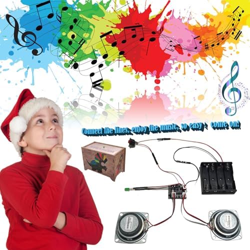 Craft Kit Speaker Circuits - Speaker Electronic Engineering Toys,Build Speaker Kit,DIY Bluetooth Speaker Build Personalized Wood Case Speaker Set,Learning STEM Gifts for Teens (childlike cartoon) - Image 2