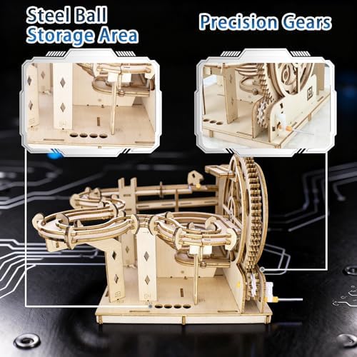 YSWOOD WORLD 3D Wooden Puzzles for Adults, DIY Model Marble Run Kit - Image 4
