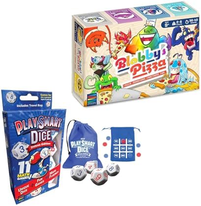 Semper Smart Games Blobby's Pizza Math Card Game & PlaySmart Dice Deluxe by SemperSmartGames