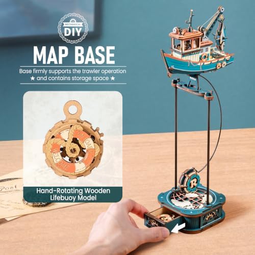 ROKR 3D Wooden Puzzle Lucky Trawler Gravity Swing Toys Wooden Model Kits DIY Dynamic Balance Home Decor（MCD08） - Image 6